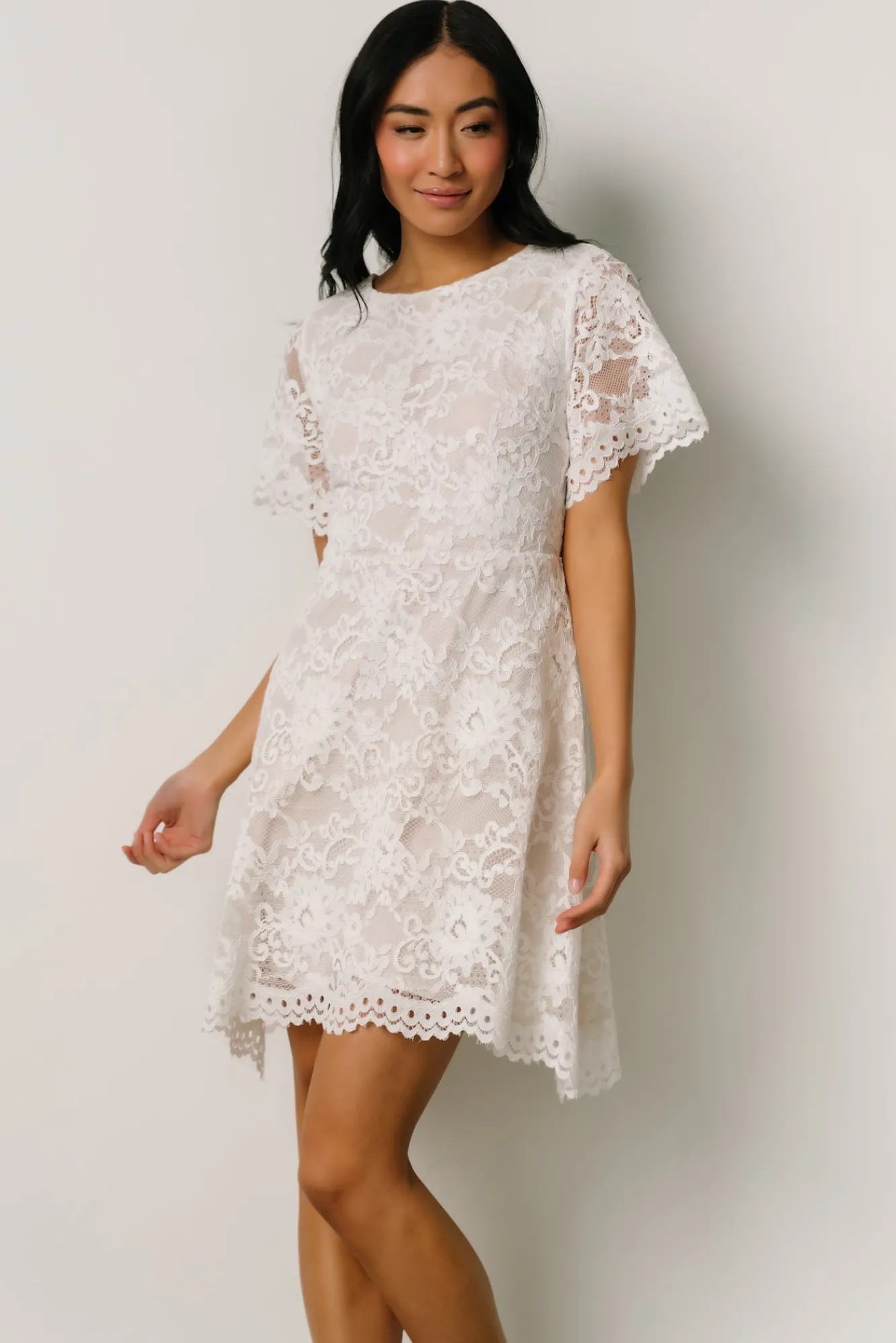 Baltic Born Aasha Lace Short Dress | Off White