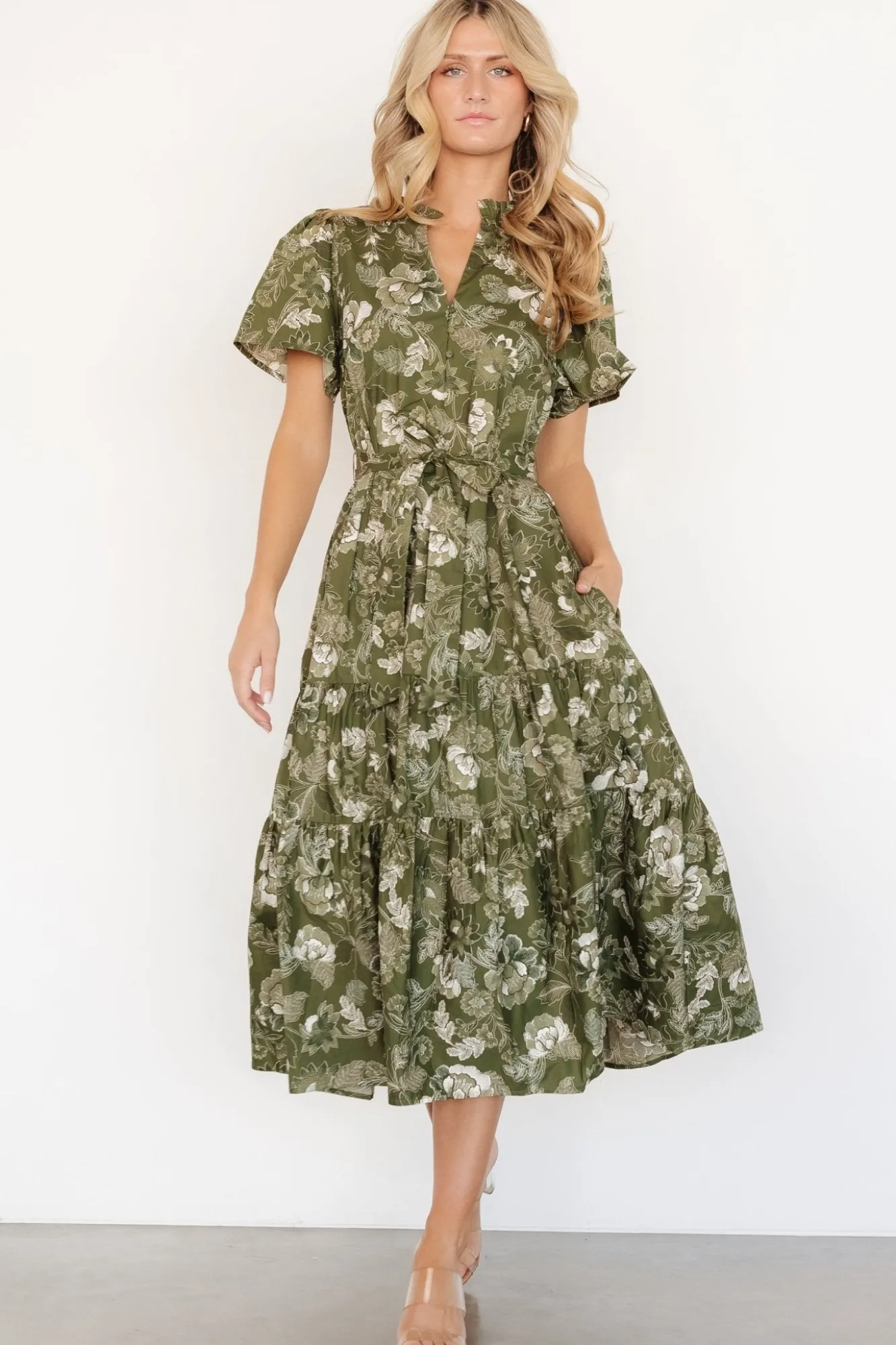 Baltic Born Adara Midi Dress | Olive Floral