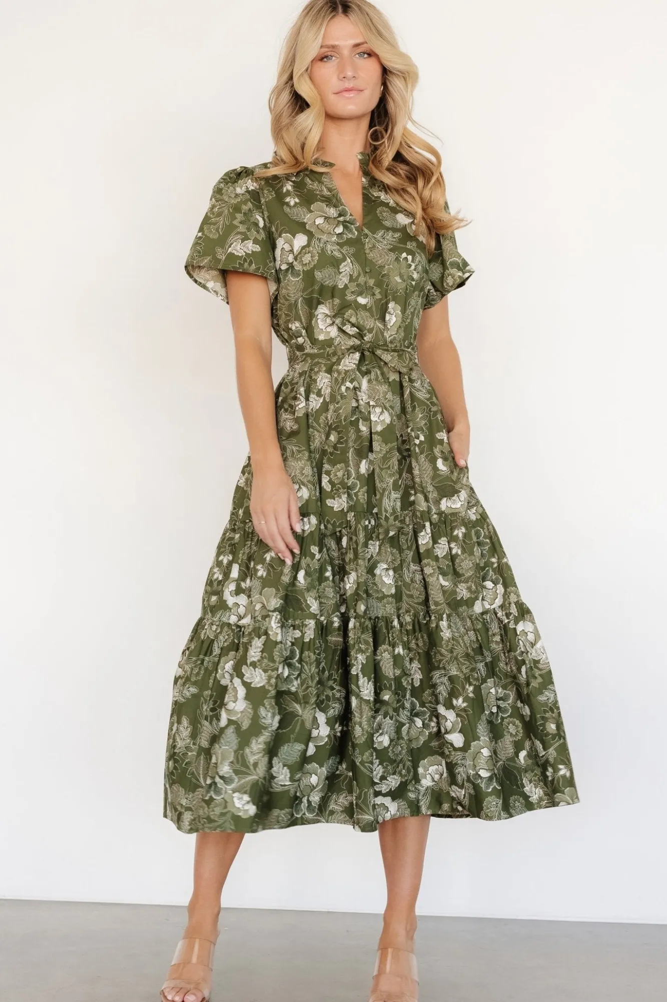 Baltic Born Adara Midi Dress | Olive Floral