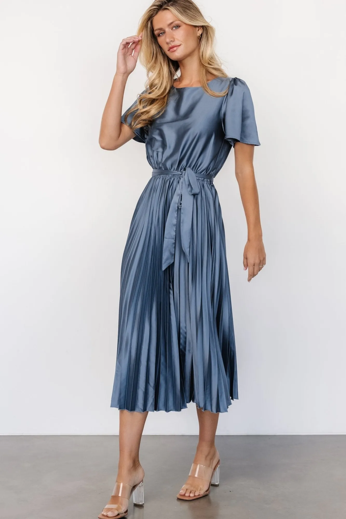 Baltic Born Adelaide Pleated Satin Dress |