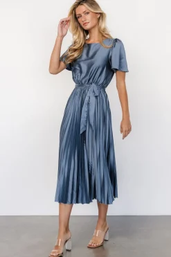 Baltic Born Adelaide Pleated Satin Dress |