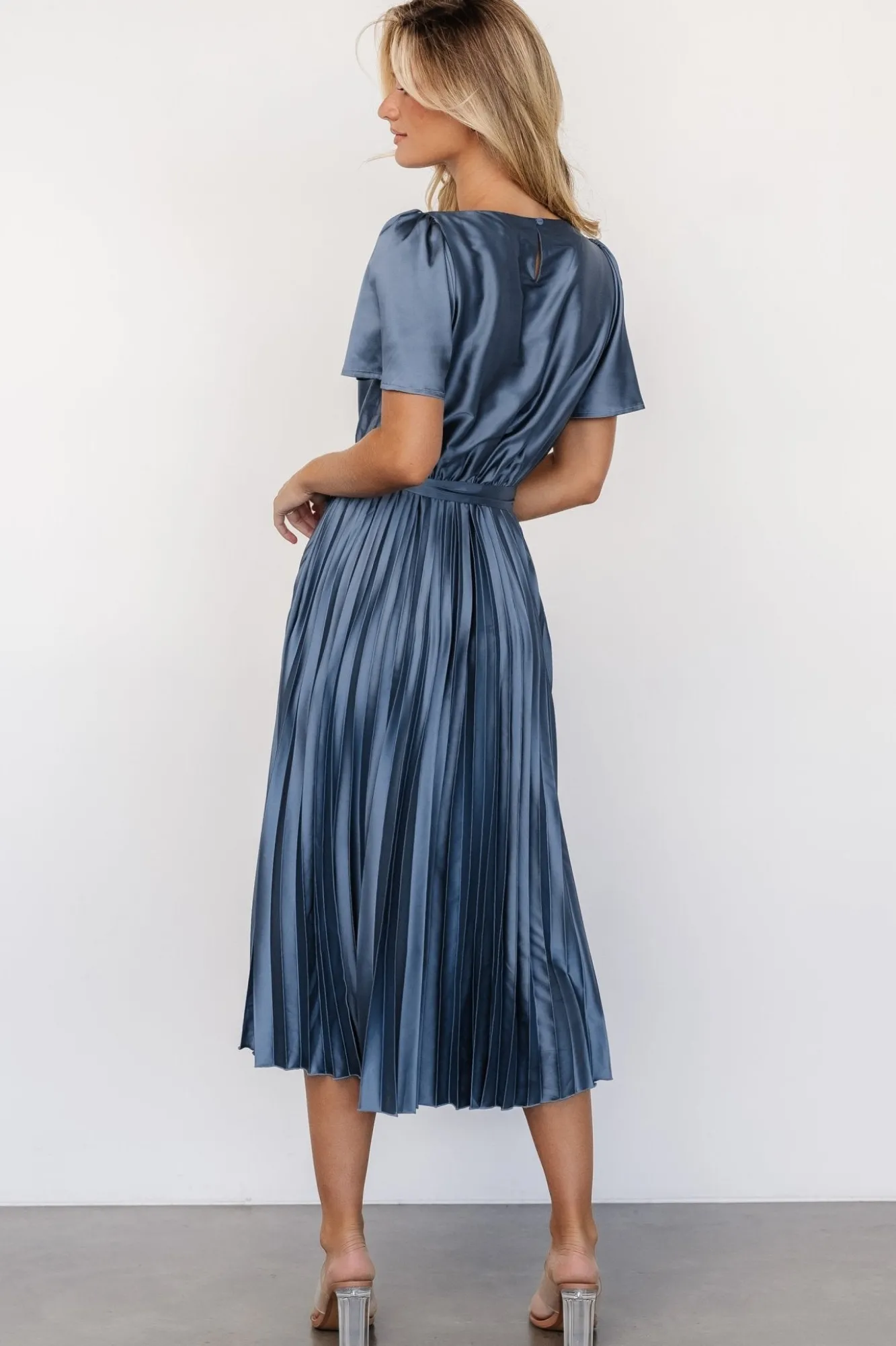 Baltic Born Adelaide Pleated Satin Dress |