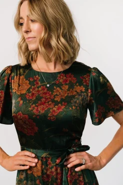 Baltic Born Agnes Satin Maxi Dress | Dark Green Floral