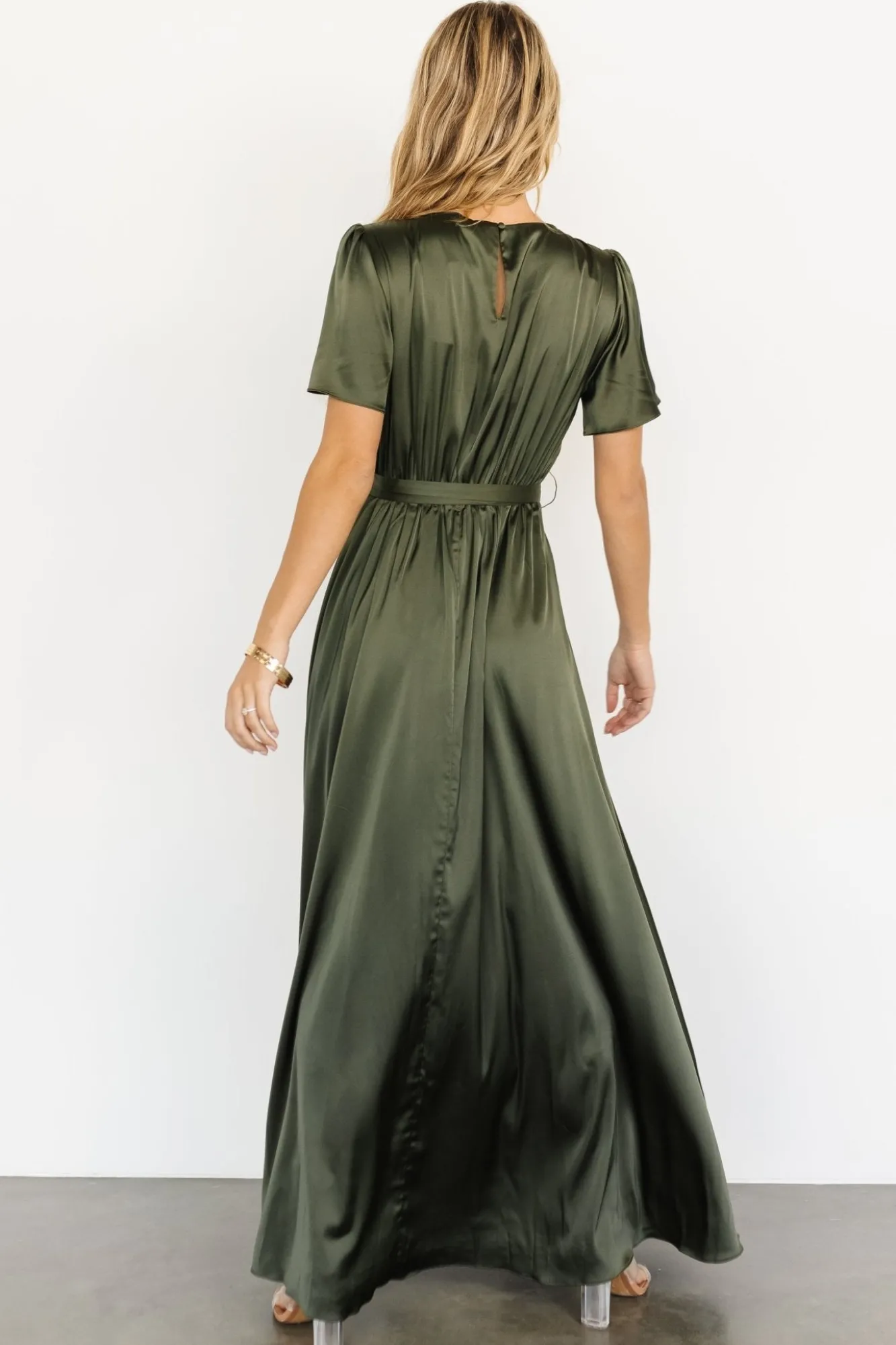 Baltic Born Agnes Satin Maxi Dress | Juniper Green
