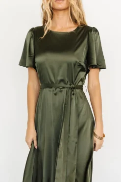 Baltic Born Agnes Satin Maxi Dress | Juniper Green