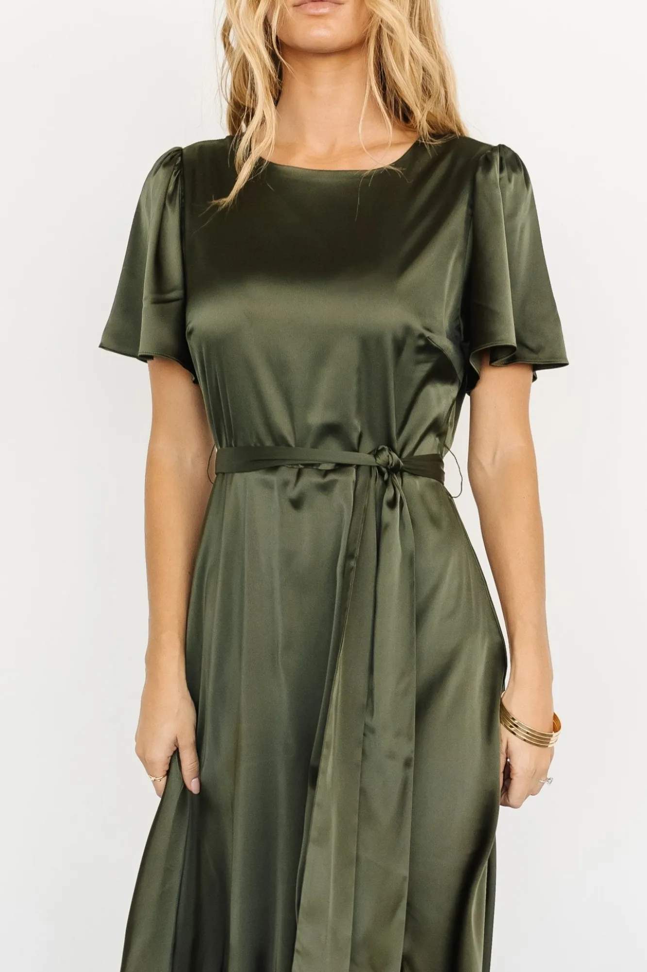Baltic Born Agnes Satin Maxi Dress | Juniper Green