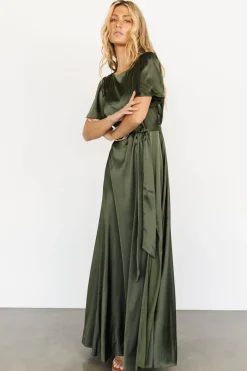 Baltic Born Agnes Satin Maxi Dress | Juniper Green