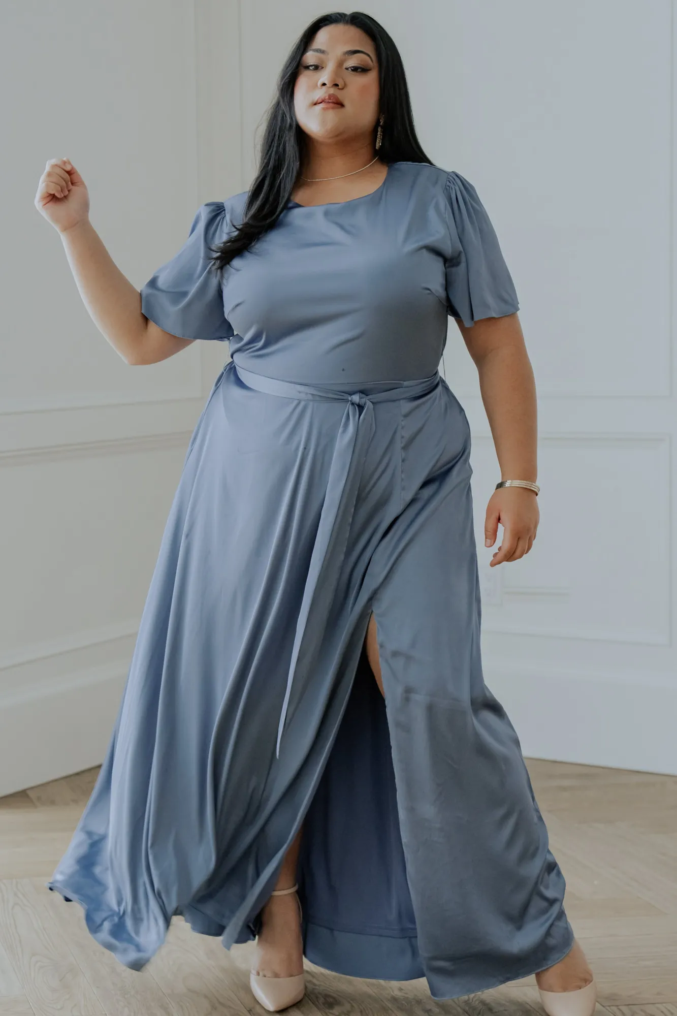 Baltic Born Agnes Satin Maxi Dress | Whisper Blue