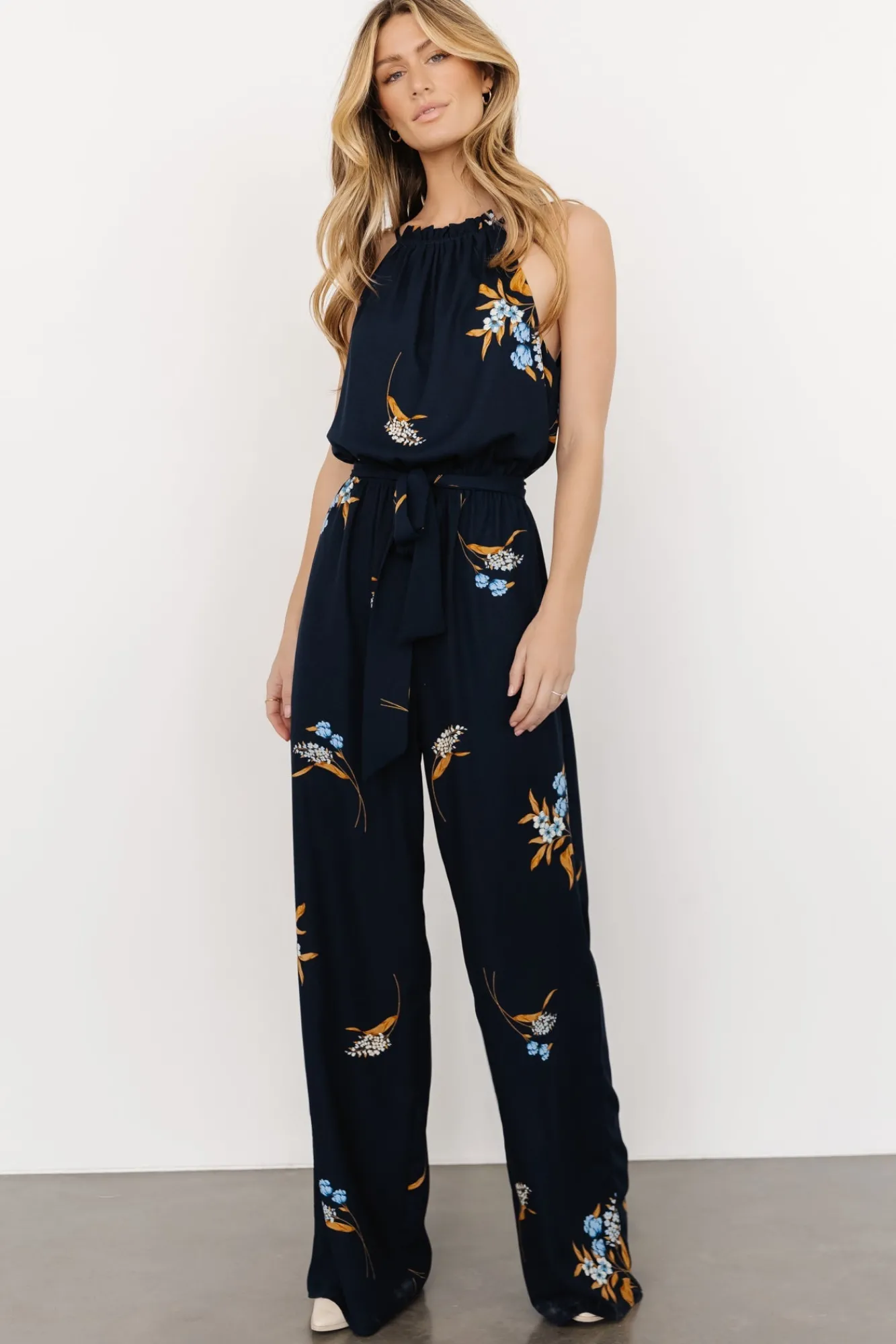Baltic Born Alameda Halter Jumpsuit | Navy Blue Floral