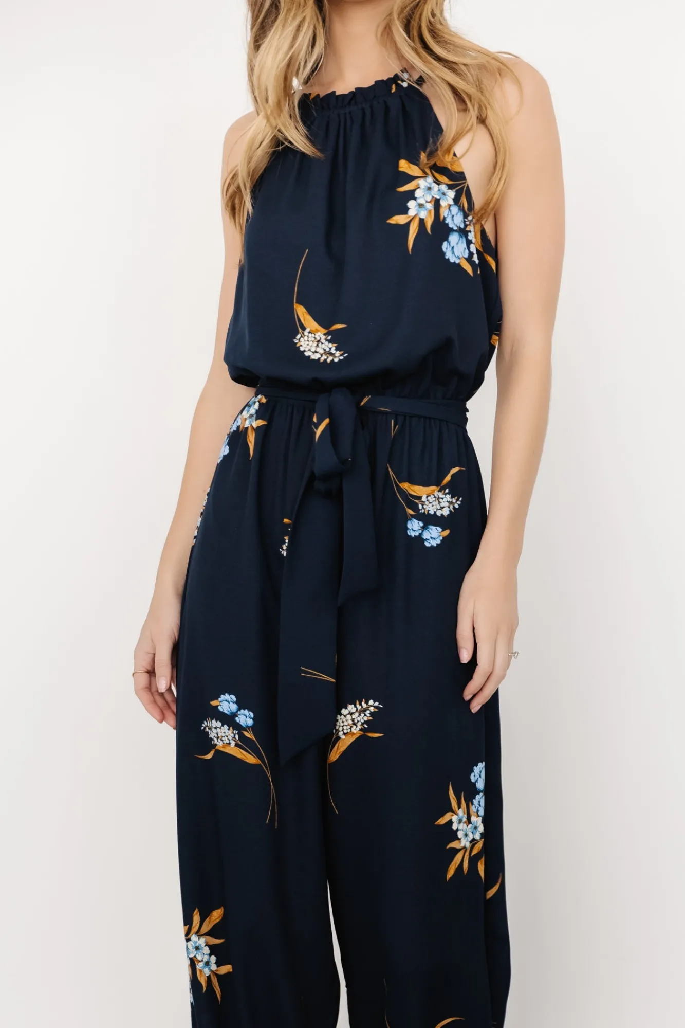 Baltic Born Alameda Halter Jumpsuit | Navy Blue Floral