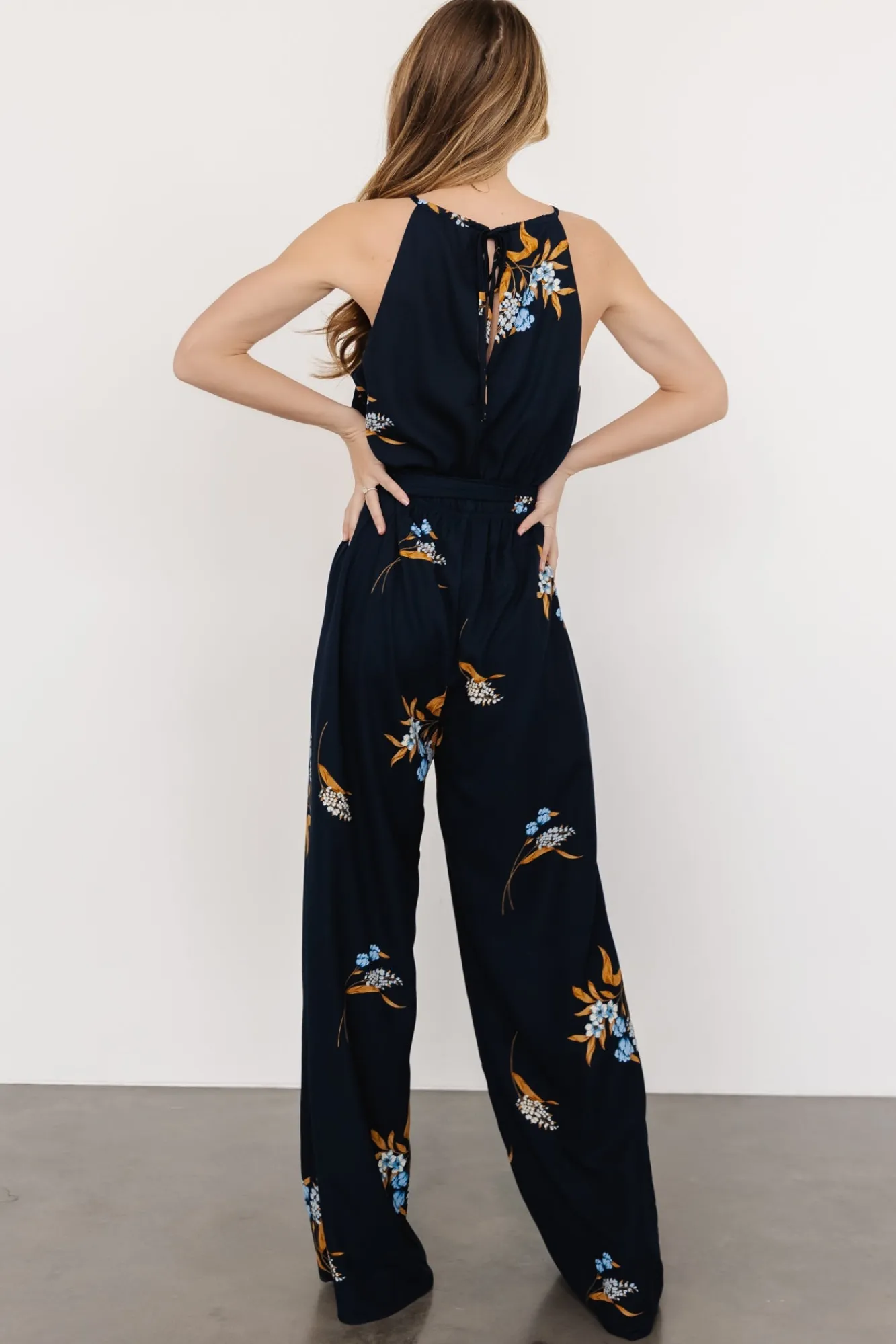 Baltic Born Alameda Halter Jumpsuit | Navy Blue Floral