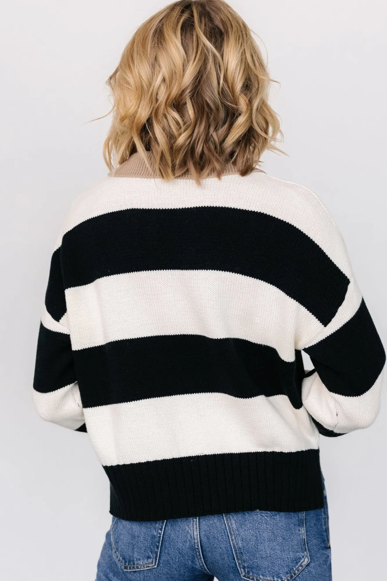 Baltic Born Alec Striped Sweater | Black + Ivory