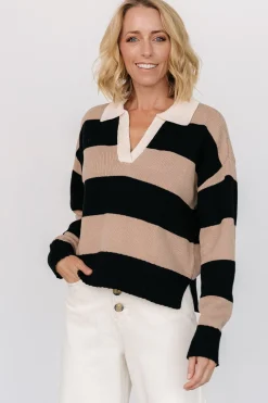Baltic Born Alec Striped Sweater | Black + Mocha