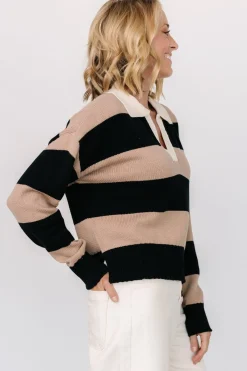 Baltic Born Alec Striped Sweater | Black + Mocha