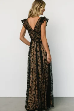 Baltic Born Alexa Embroidered Sequin Maxi Dress | Black + Nude