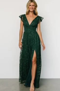 Baltic Born Alexa Embroidered Sequin Maxi Dress | Dark Green
