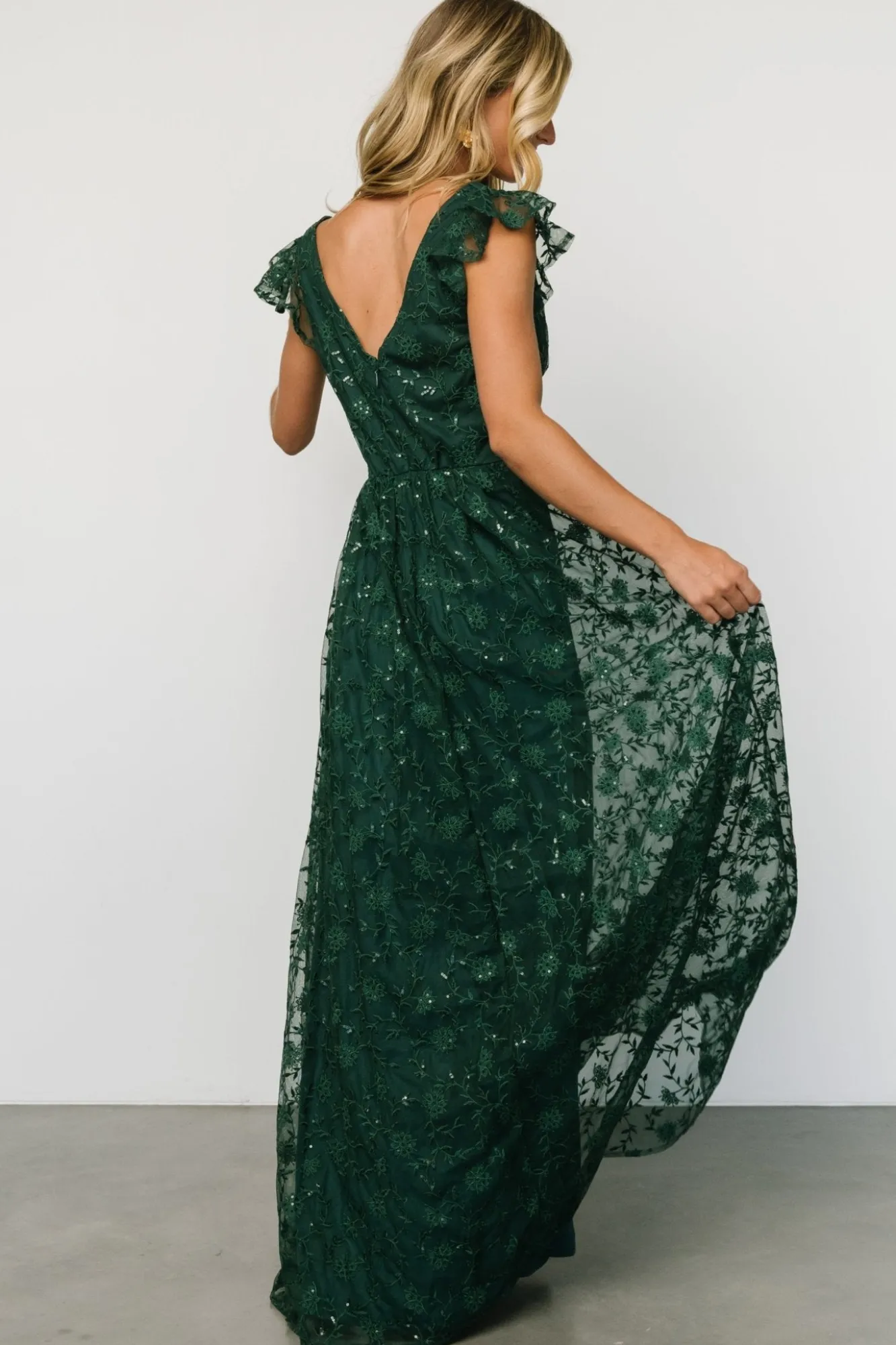 Baltic Born Alexa Embroidered Sequin Maxi Dress | Dark Green