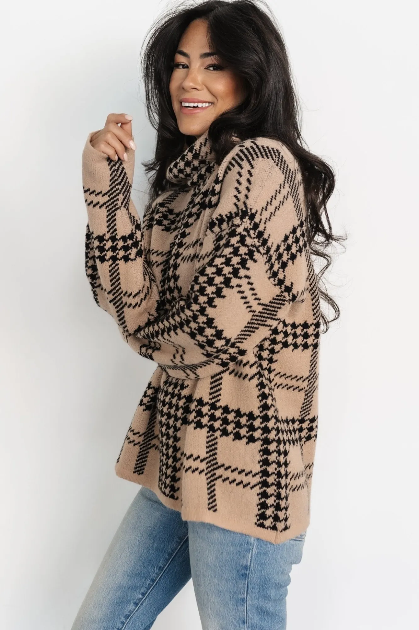 Baltic Born Alexander Turtleneck Sweater | Taupe + Black