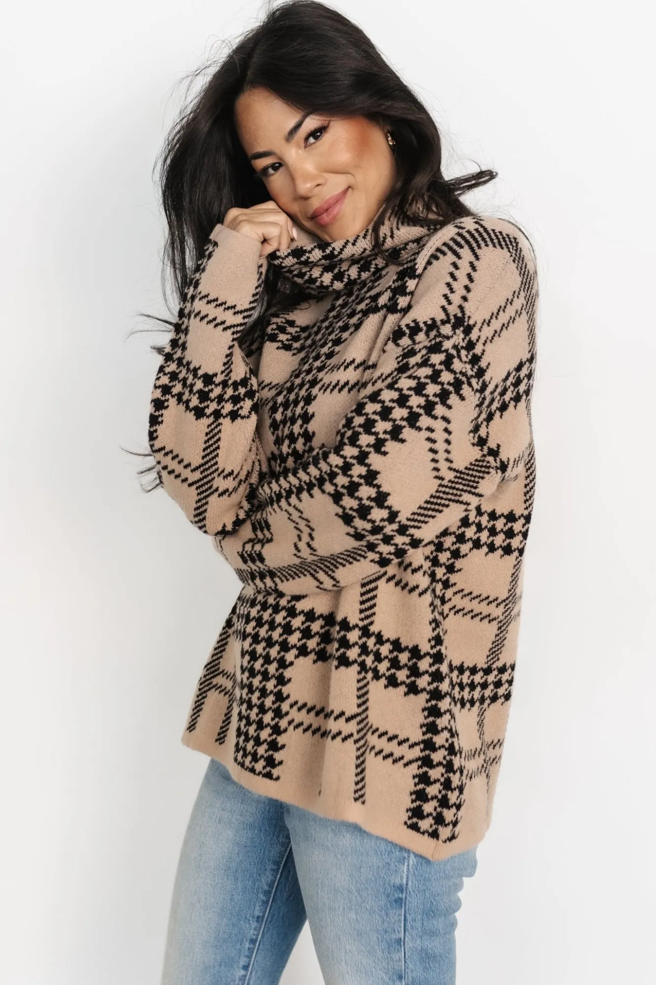 Baltic Born Alexander Turtleneck Sweater | Taupe + Black