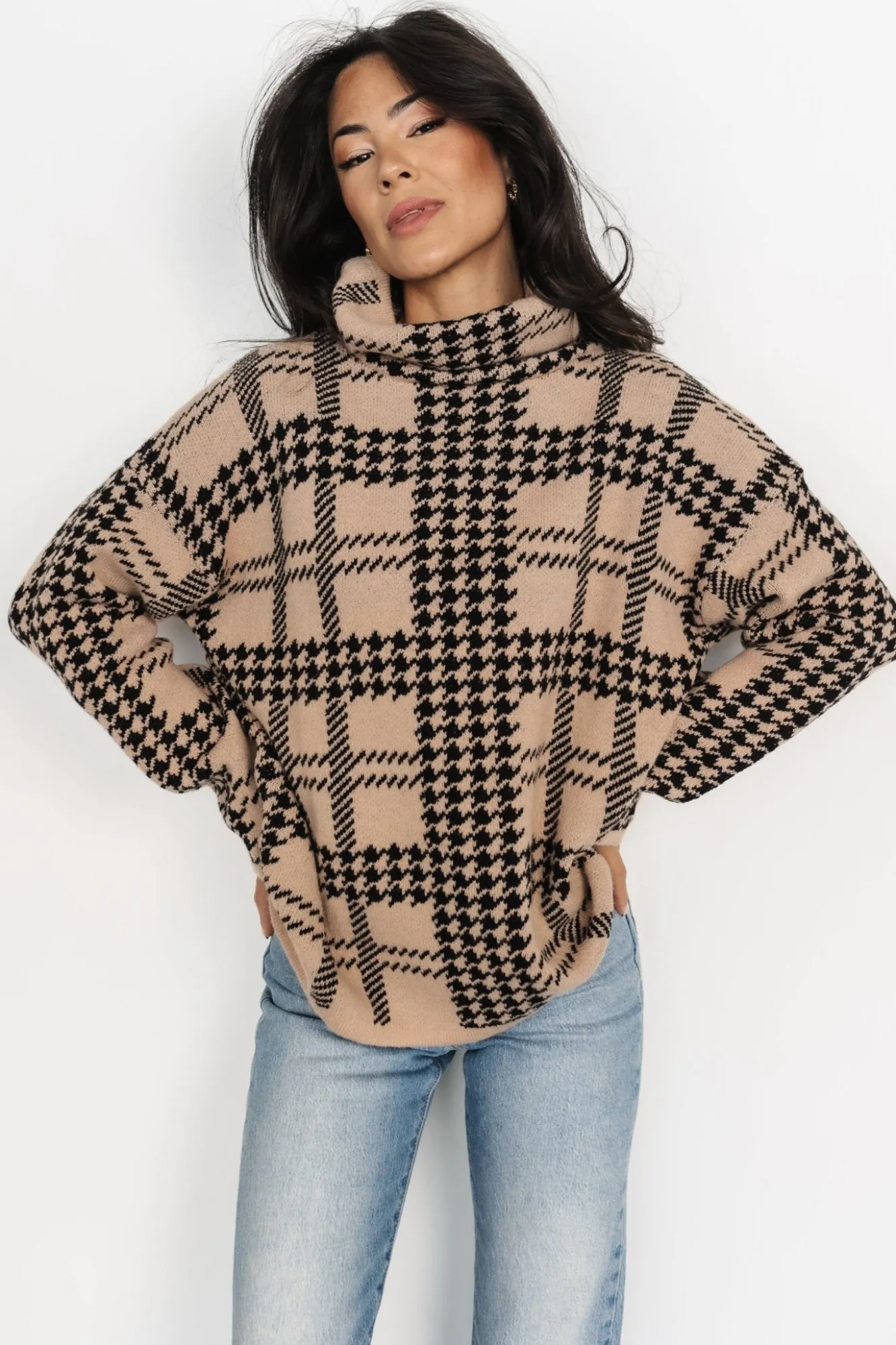 Baltic Born Alexander Turtleneck Sweater | Taupe + Black