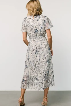 Baltic Born Alexandra Pleated Dress | Off White + Blue