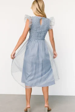 Baltic Born Alice Dot Midi Dress | Dusty Blue
