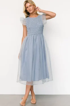 Baltic Born Alice Dot Midi Dress | Dusty Blue