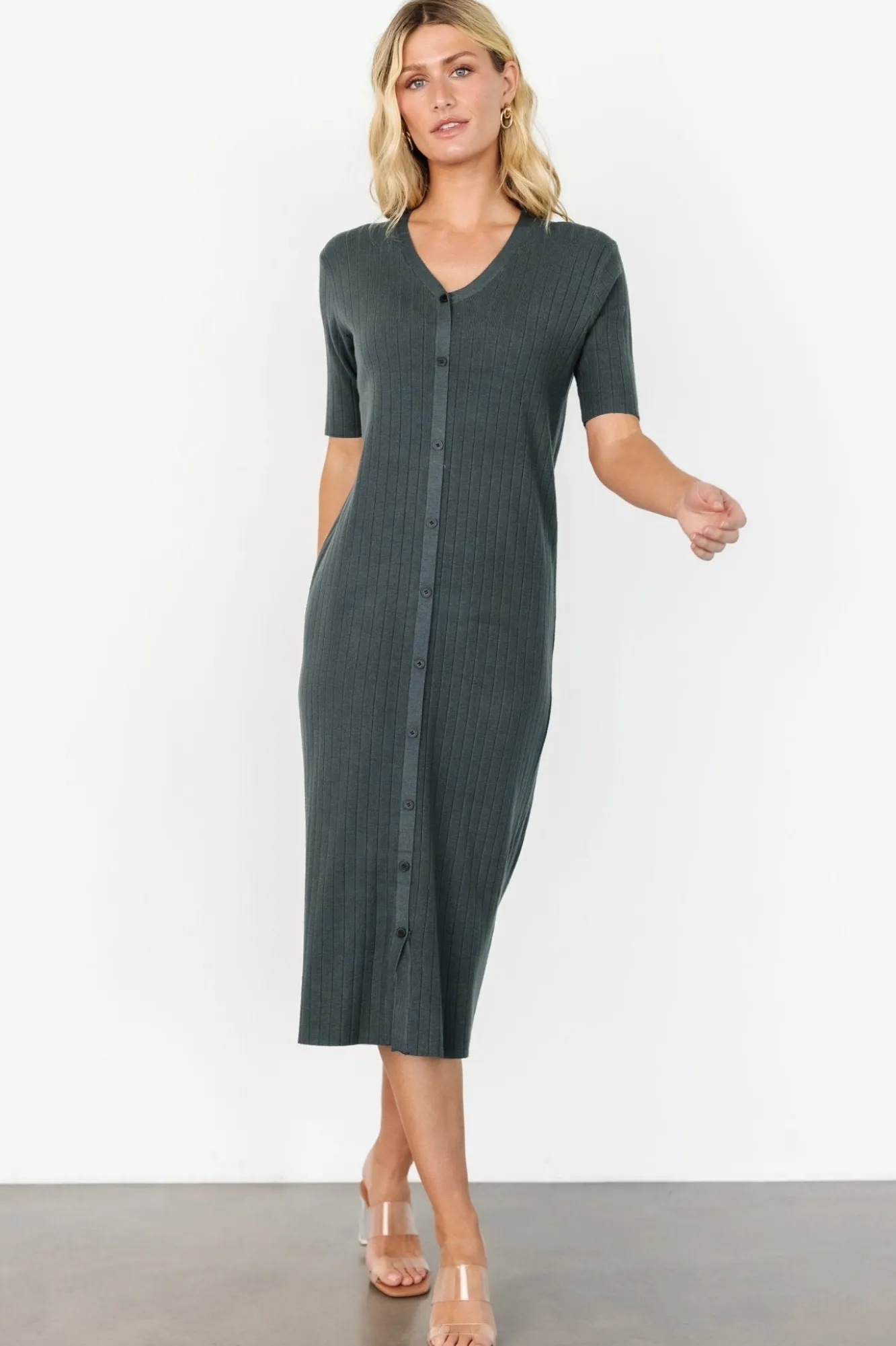 Baltic Born Alicia Ribbed Midi Dress | Dusty Jade