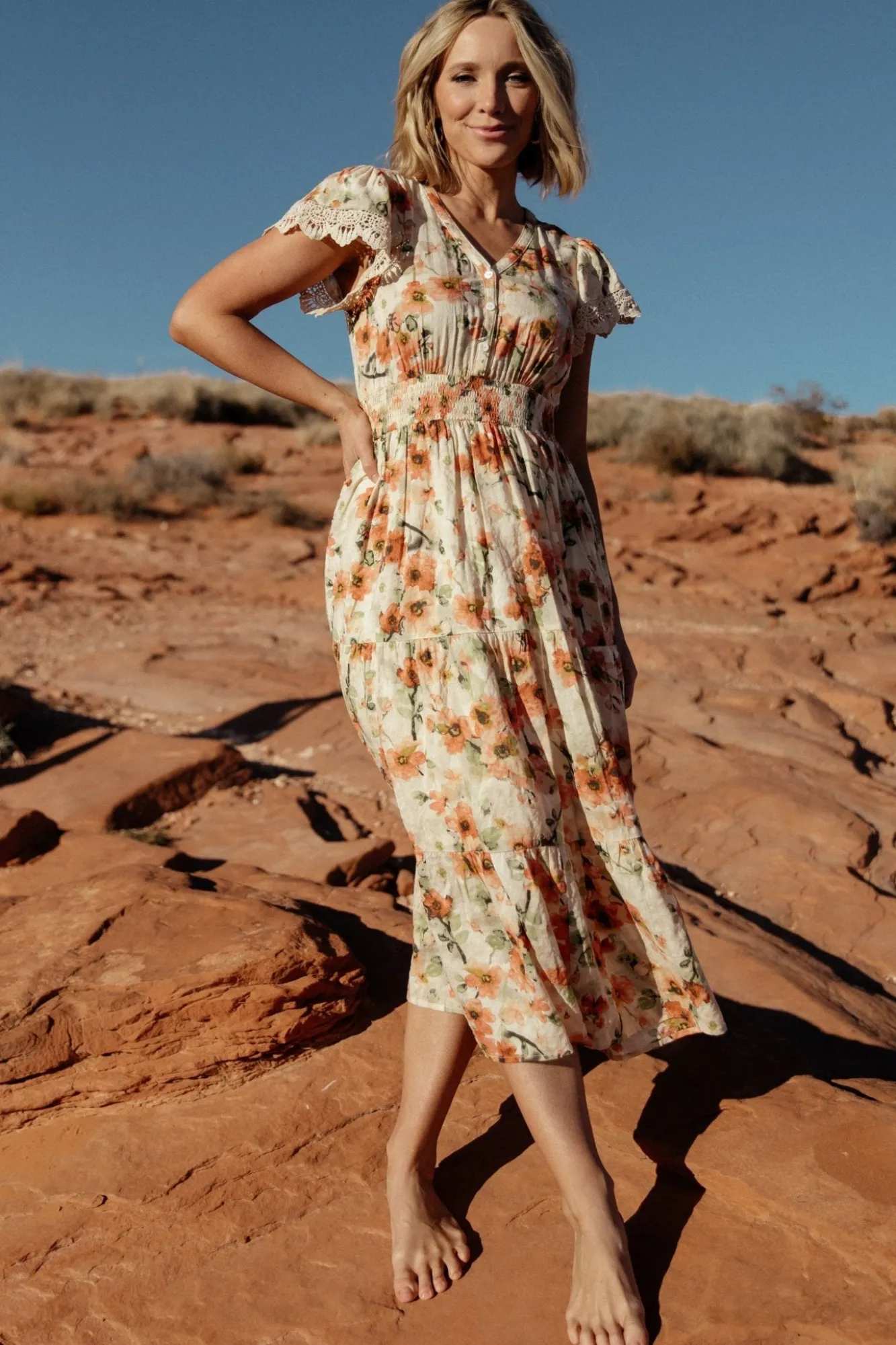 Baltic Born Aliyah Midi Dress | Coral Floral