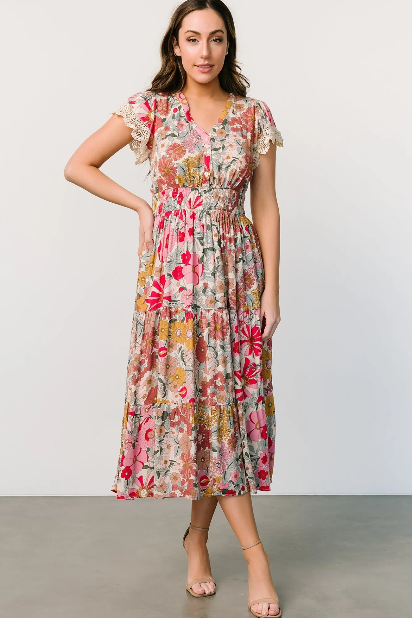 Baltic Born Aliyah Midi Dress | Cream Multi Floral