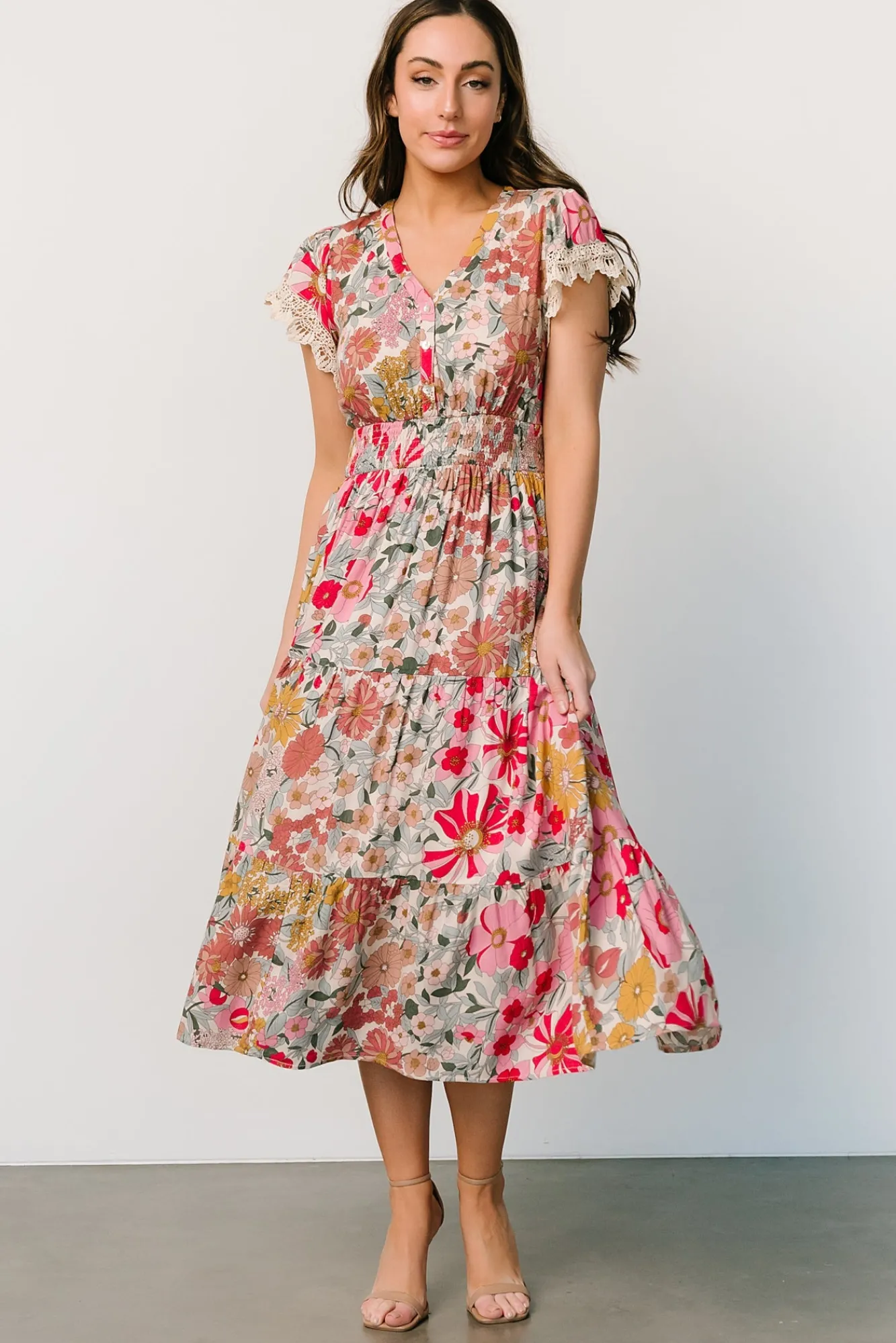 Baltic Born Aliyah Midi Dress | Cream Multi Floral