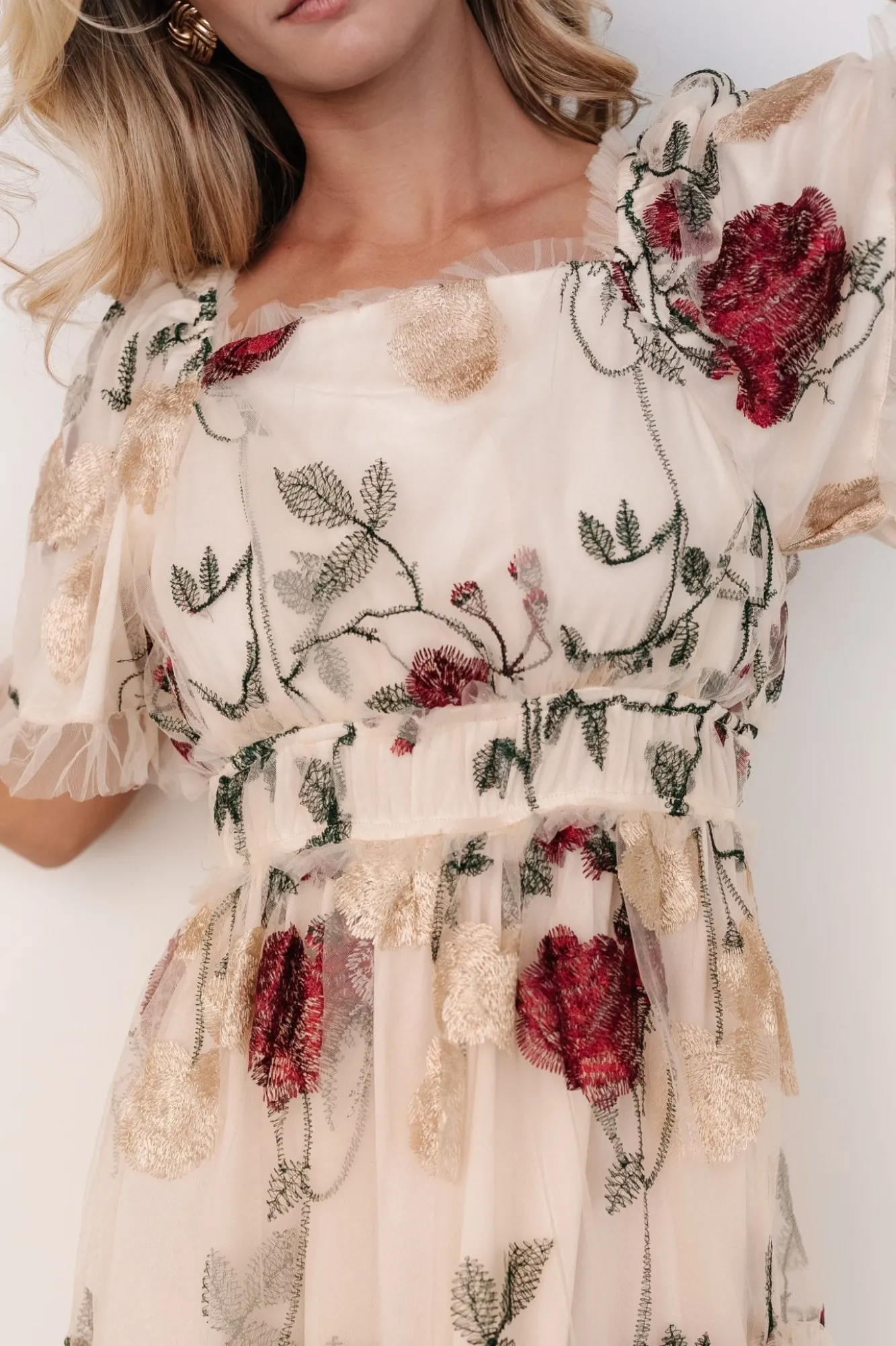 Baltic Born Allison Embroidered Tulle Maxi Dress | Cream Multi