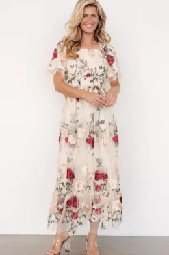 Baltic Born Allison Embroidered Tulle Maxi Dress | Cream Multi