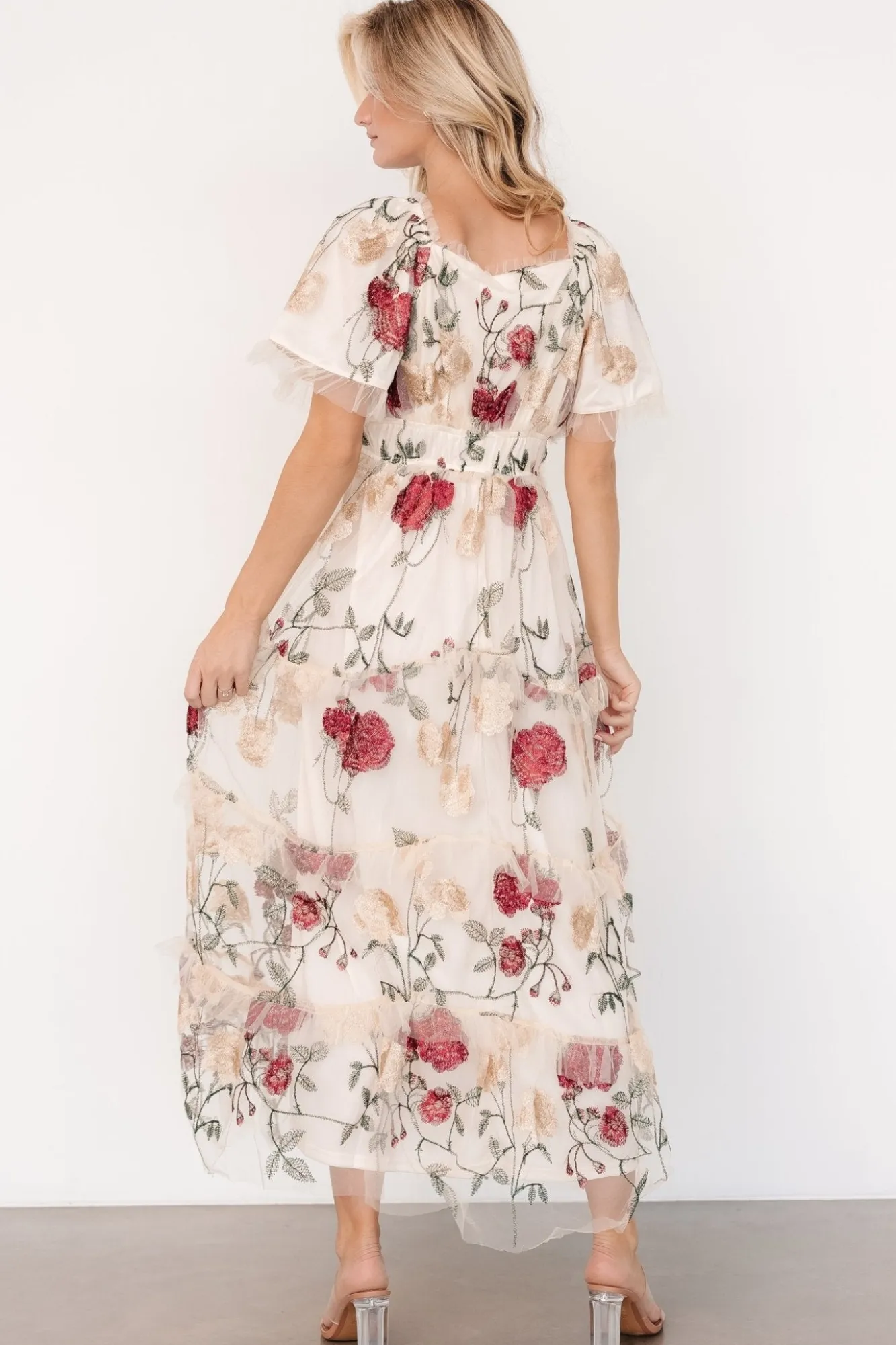 Baltic Born Allison Embroidered Tulle Maxi Dress | Cream Multi
