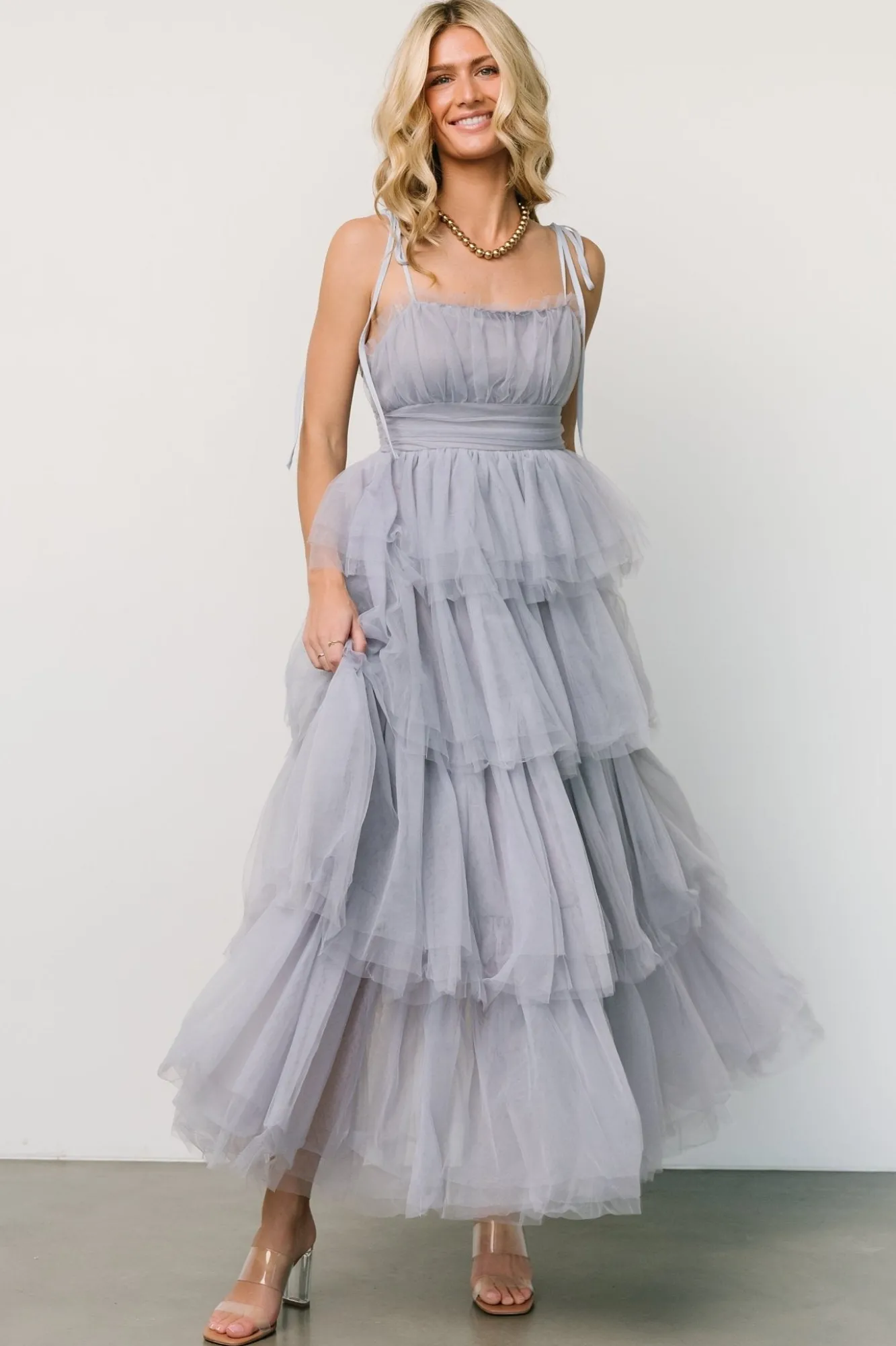 Baltic Born Alora Tulle Tiered Maxi Dress | Dusty Slate