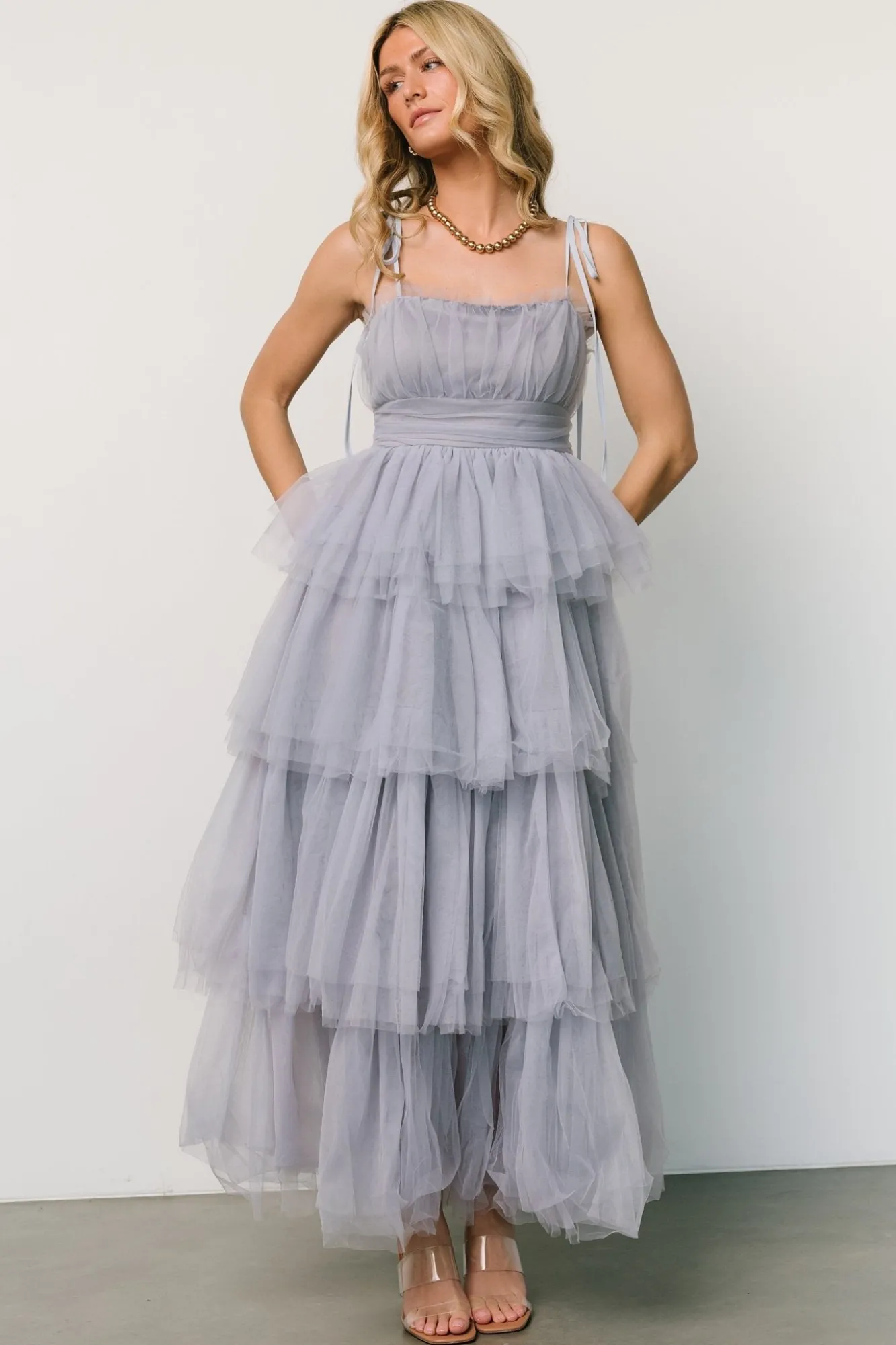 Baltic Born Alora Tulle Tiered Maxi Dress | Dusty Slate