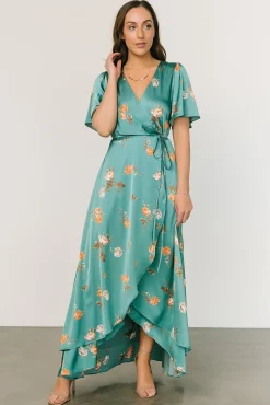 Baltic Born Amara Wrap Dress | Green + Coral Floral