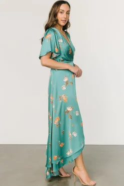 Baltic Born Amara Wrap Dress | Green + Coral Floral