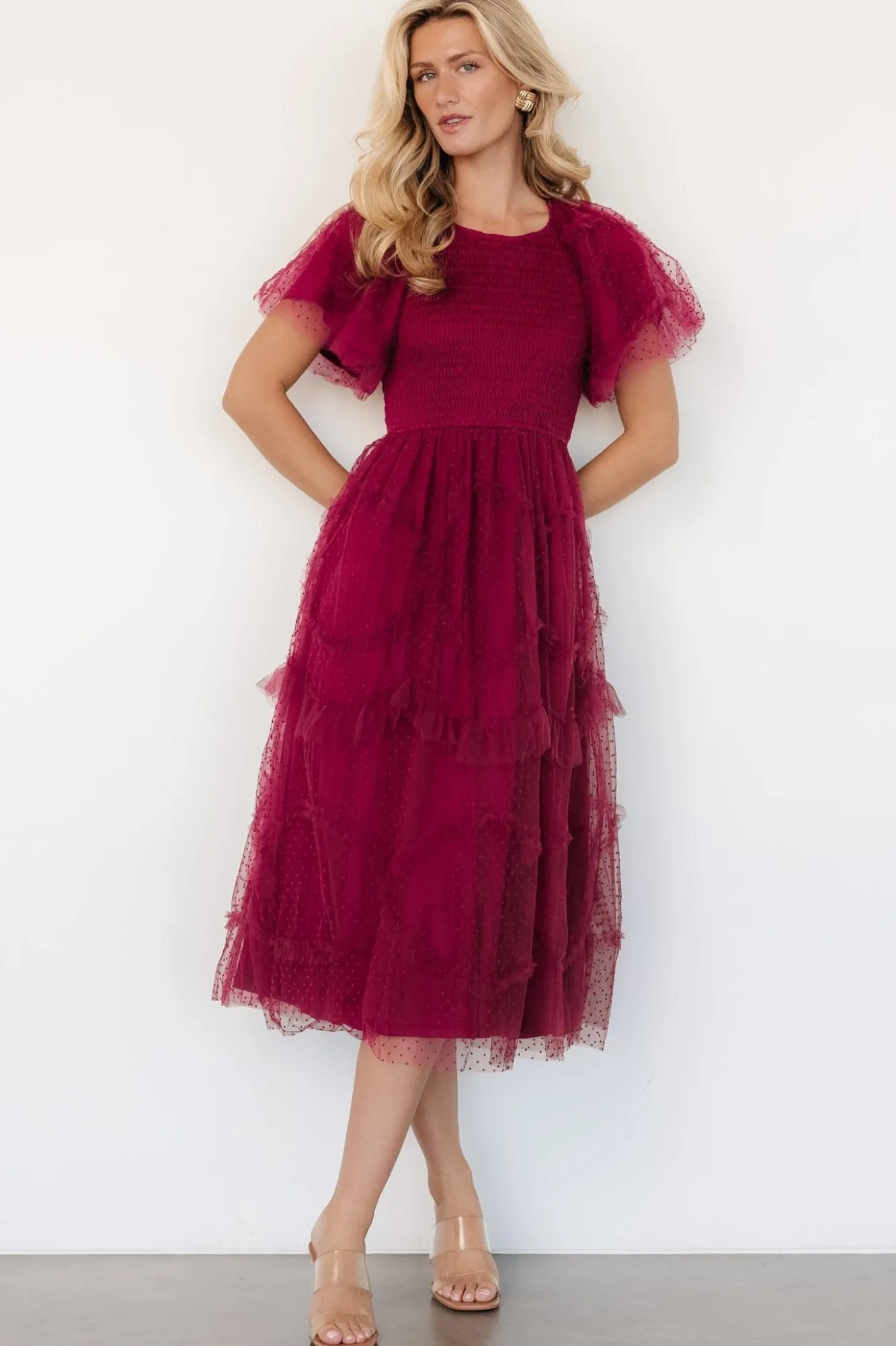 Baltic Born Ambrose Dotted Tulle Midi Dress |