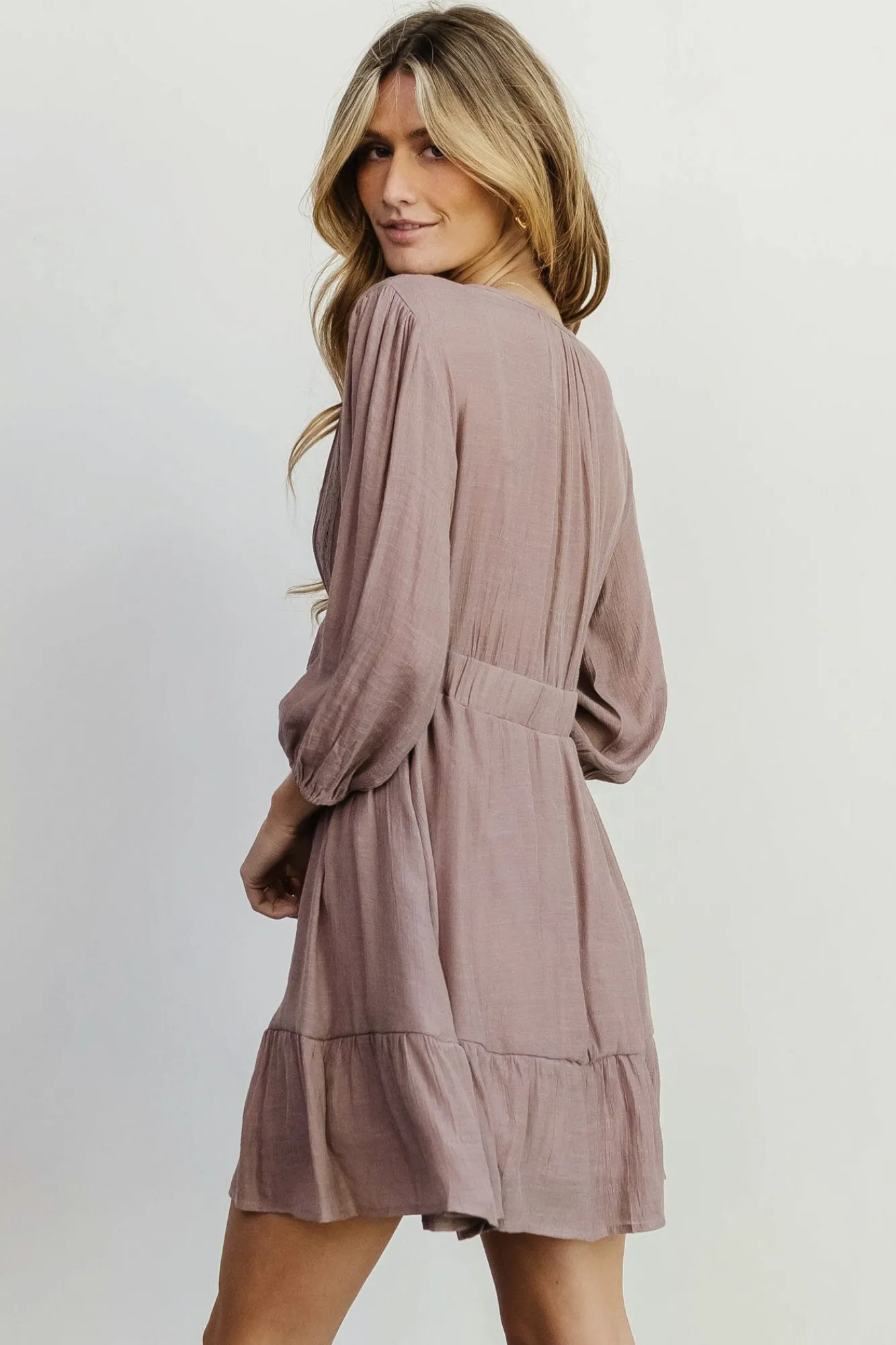 Baltic Born Amelia Boho Mini Dress | Dusty Lavender