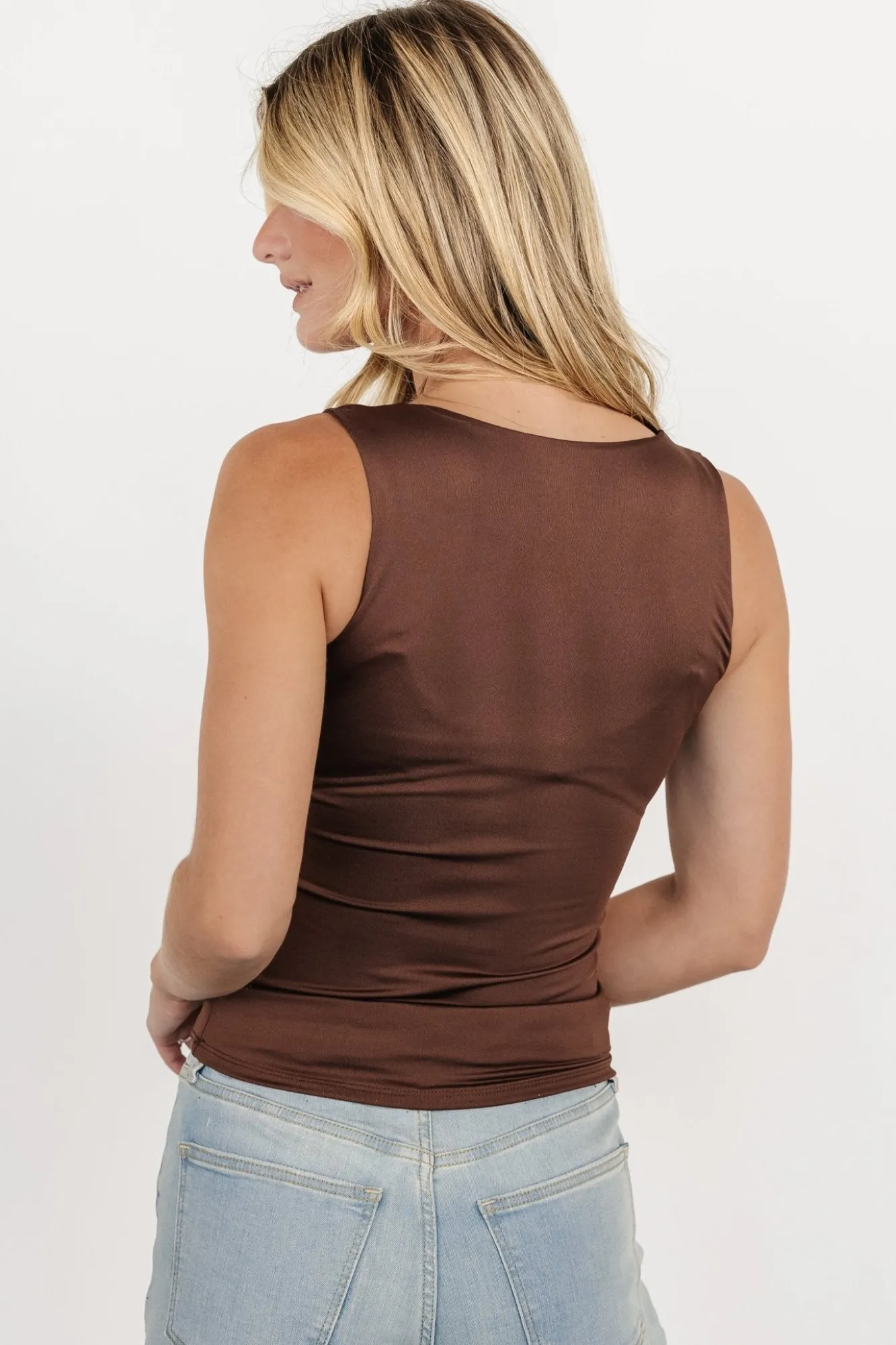 Baltic Born Ana Scoop Neck Tank Top | Dark Brown
