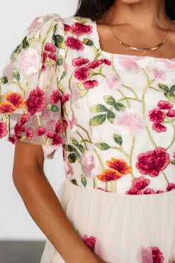 Baltic Born Anastasie Floral Embroidered Dress | Pink Multi