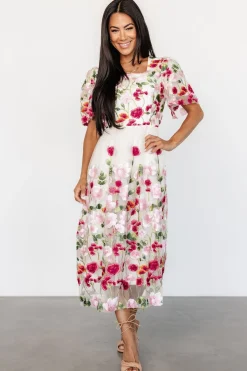 Baltic Born Anastasie Floral Embroidered Dress | Pink Multi
