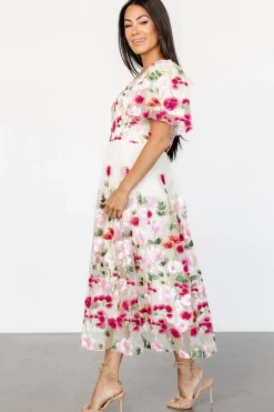 Baltic Born Anastasie Floral Embroidered Dress | Pink Multi