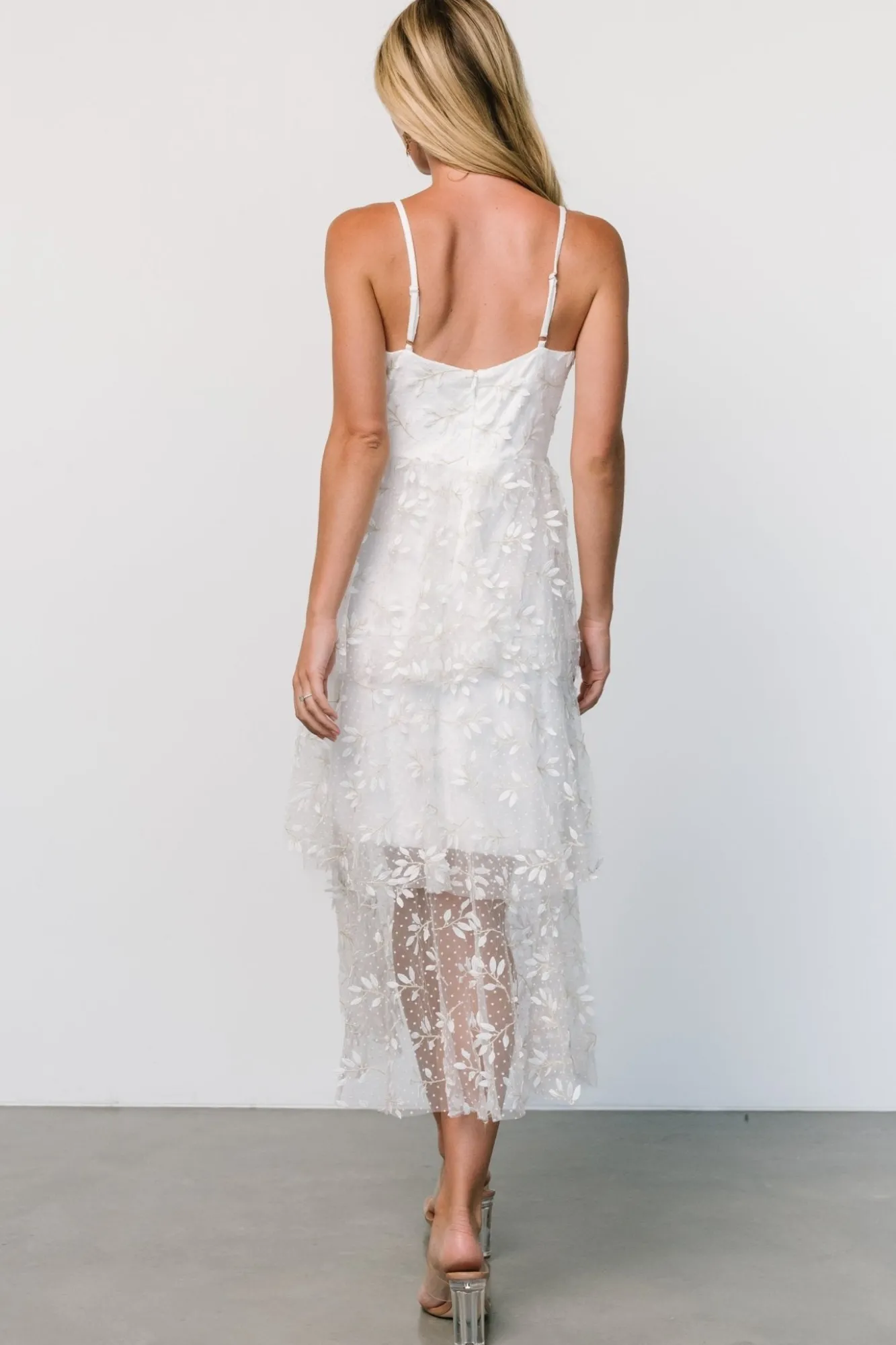 Baltic Born Anavi Tiered Midi Dress | White + Gold