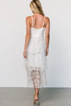 Baltic Born Anavi Tiered Midi Dress | White + Gold