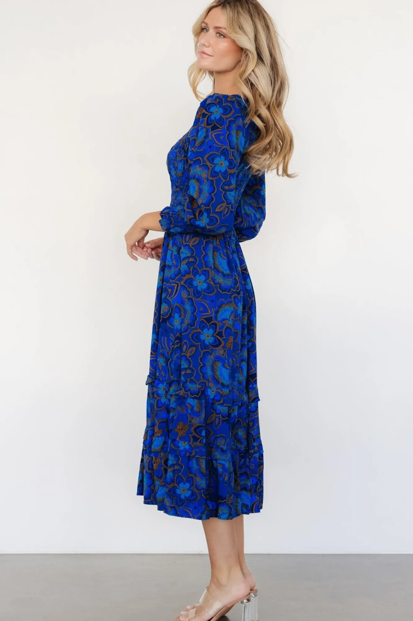 Baltic Born Andersen Smocked Midi Dress | Cobalt Floral
