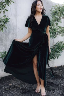 Baltic Born Andi Ribbed Velvet Wrap Dress |