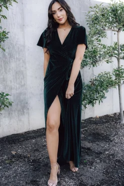 Baltic Born Andi Ribbed Velvet Wrap Dress |