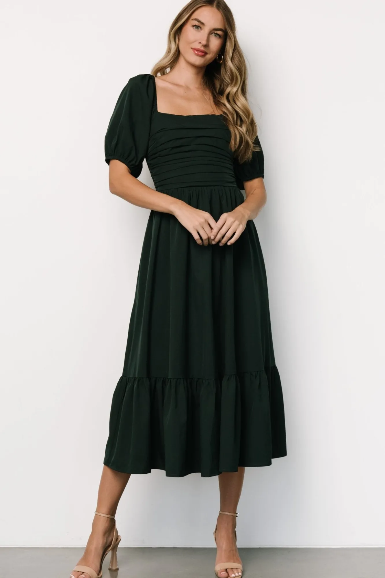 Baltic Born Andrea Pleated Midi Dress | Forest Green
